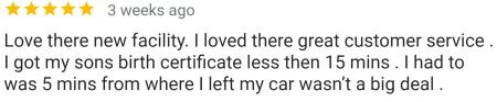 Five-star google review for our Santa Ana office.
