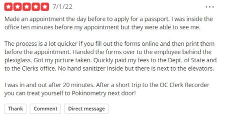 Five-star yelp review for our North County office.