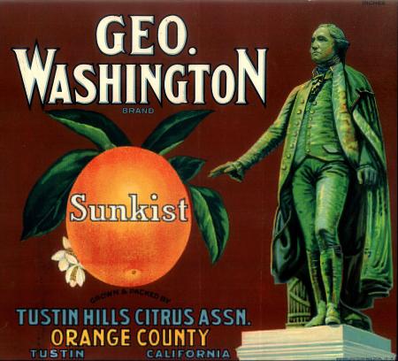A fruit crate label from one of Sunkist’s many  brands of citrus from Orange County. 
